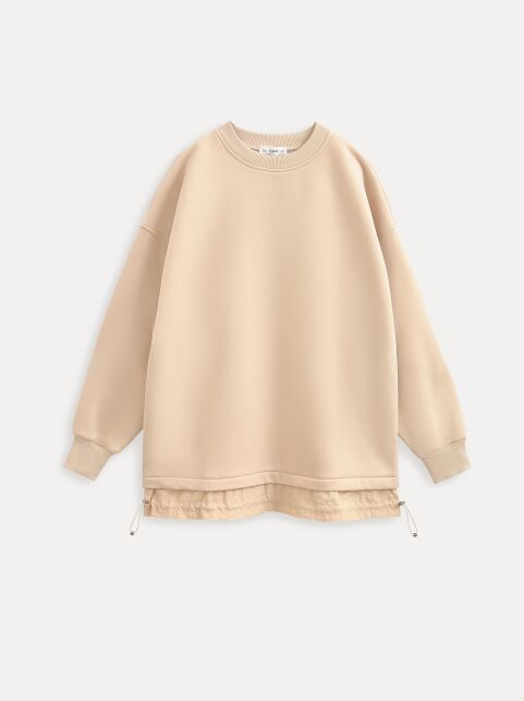 Джемпер из футера с фактурной вставкой по низу LD 3224 - купить в интернет-магазине Conte