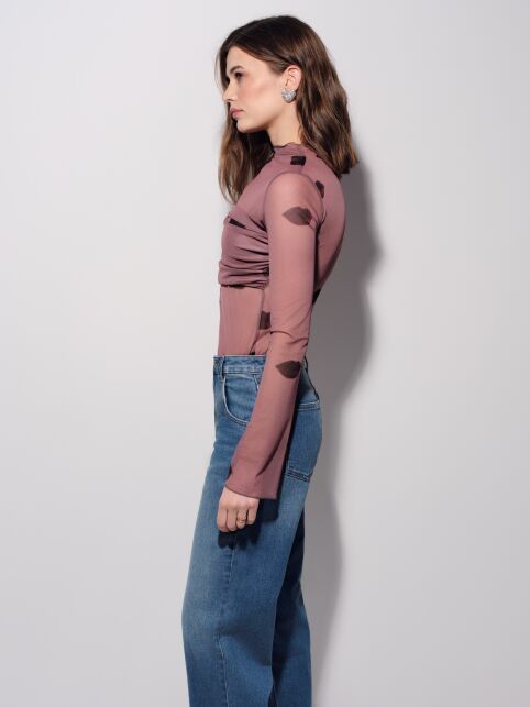 Лонгслив из сетки с драпировкой-бандо LD 3486 - купить в интернет-магазине Conte