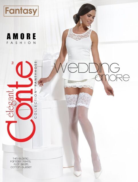Свадебные чулки женские с ажурной резинкой AMORE - купить в интернет-магазине Conte