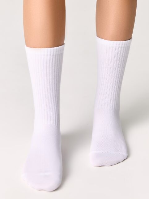 Удлиненные детские носки из хлопка в рубчик - купить в интернет-магазине Conte