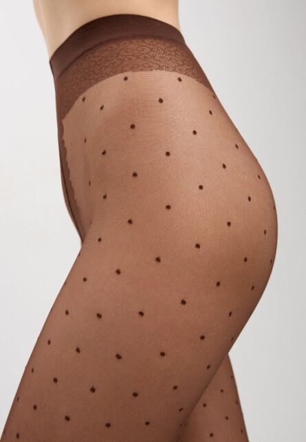 Колготки женские в горошек DOTS Lycra® шоколадного цвета - купить в интернет-магазине Conte